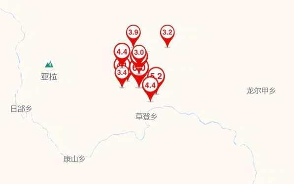 四川马尔康市7小时发生3.0级以上地震10次